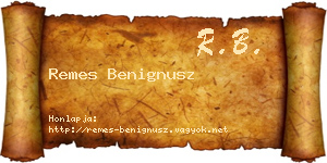 Remes Benignusz névjegykártya